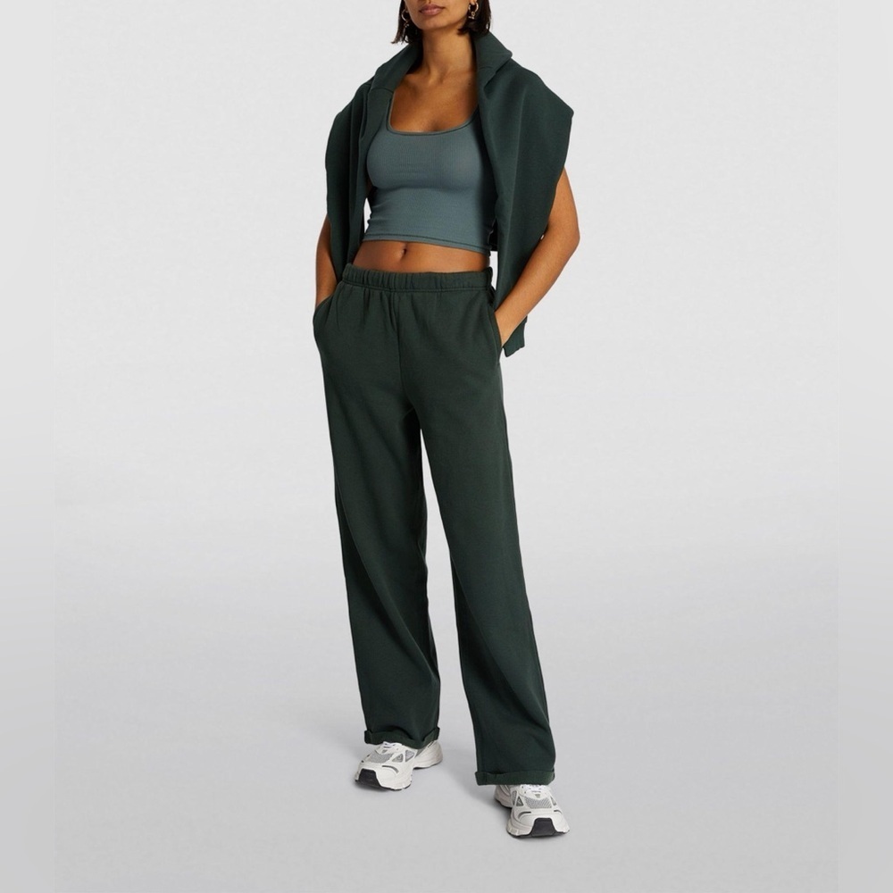 Skims Cotton Fleece Classic Straight Leg Pant in Spruce - Size L - Picture 1 of 5